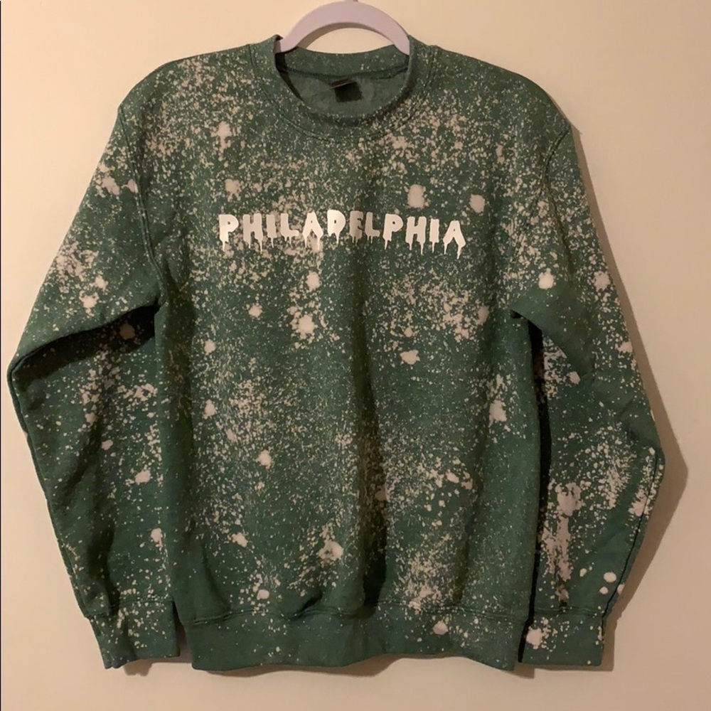 SOLD | Philadelphia Eagles color custom bleach crewneck